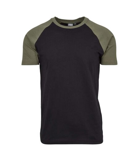 T-shirt Manches Raglan Motif/style Contrasté Homme Noir Olive Urban Classics