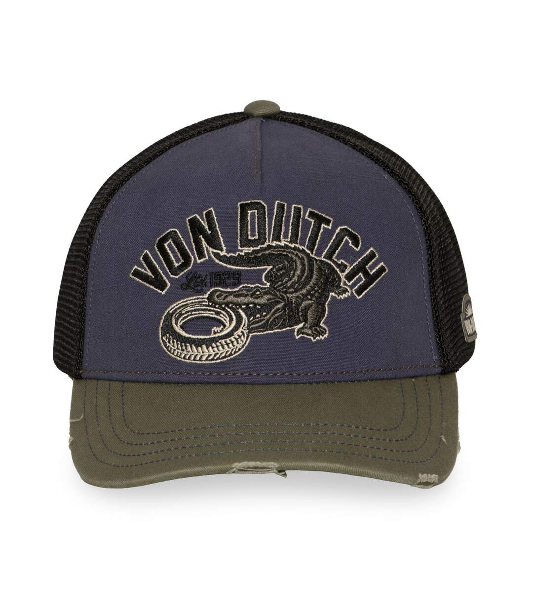 Casquette baseball premium filet avec broderie & effet usé Wild Croco Vondutch-2