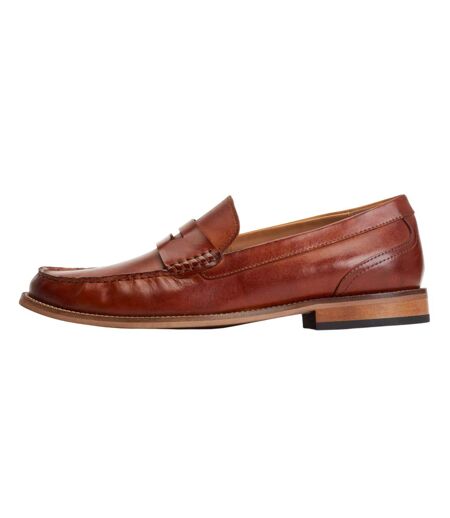 Mens garfield leather penny loafers burnt tan Base London