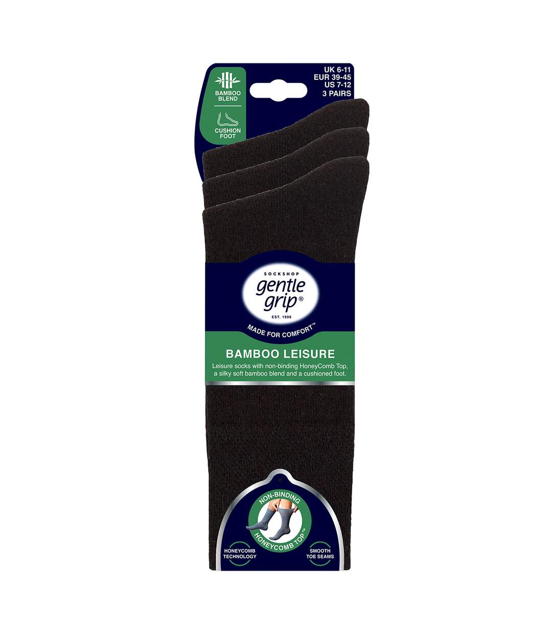 3 Pack Mens Bamboo Socks Soft Breathable Cushioned Crew Socks-2