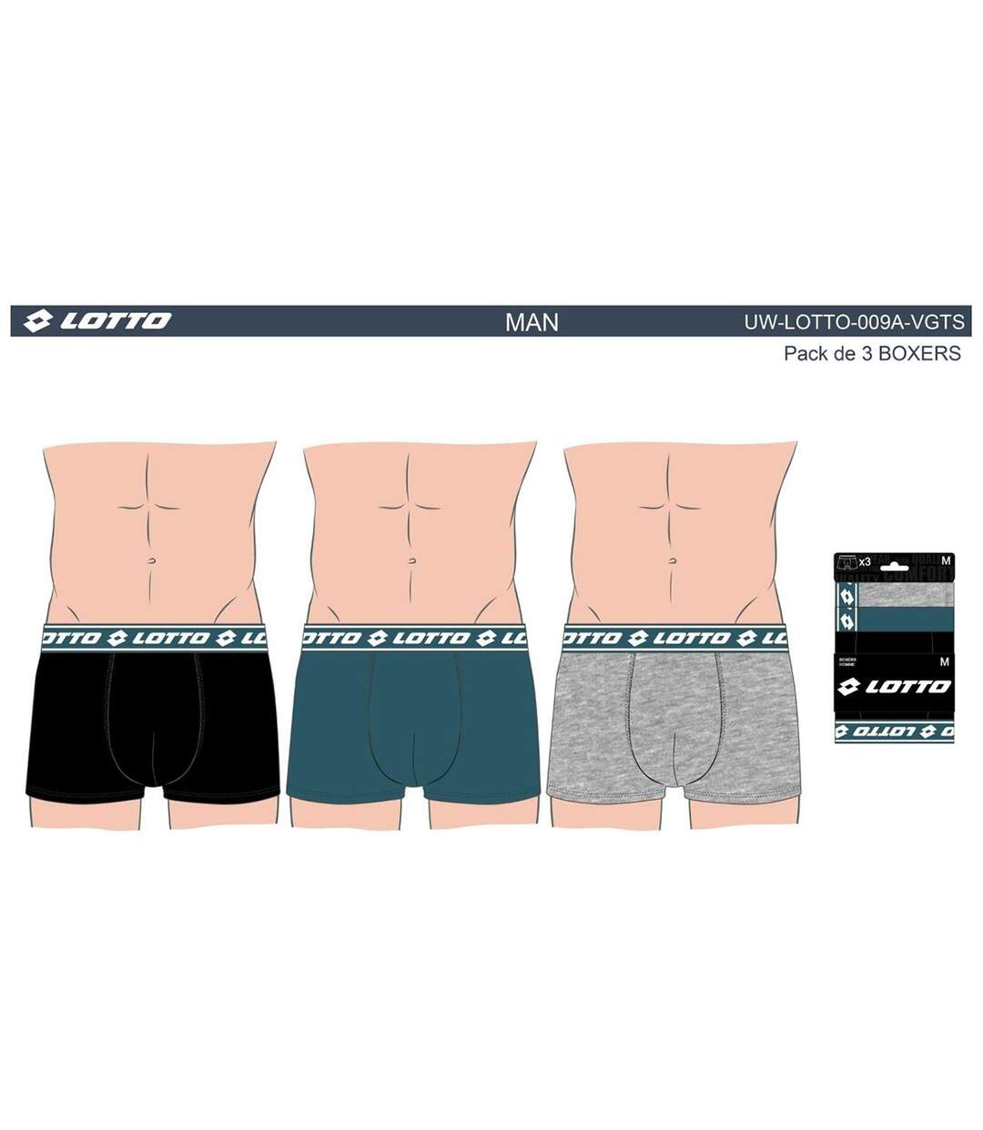 Boxer homme LOTTO Pack de 3 Boxers 1060