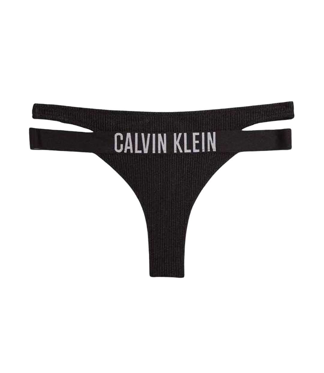 Bas De Maillot De Bain Motif/style Côtelé Femme Noir Calvin Klein-1