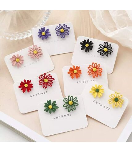 Colourful Daisy Sun Flower Summer Floral Dainty Boho Nature Stud Earrings