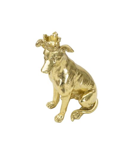 Statuette Déco Chien Couronne 33cm Or