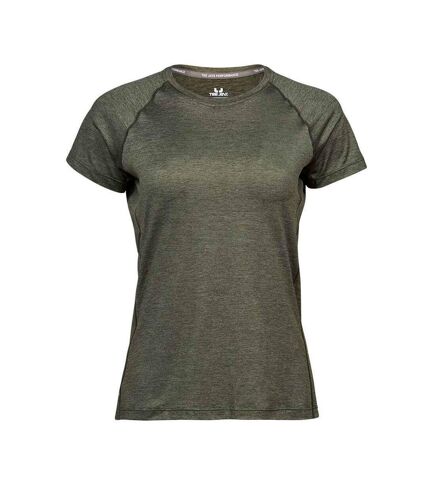 Tee Jays Womens/Ladies CoolDry T-Shirt (Olive Melange)