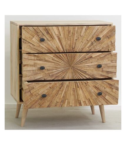 Commode en manguier sculpté SUNRISE 3 tiroirs