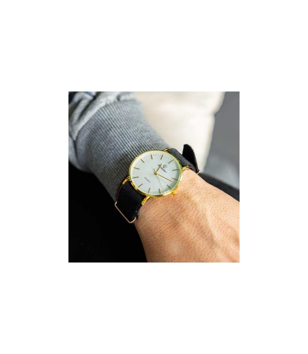 Montre Pas Chère Homme Tissu Noir CHTIME