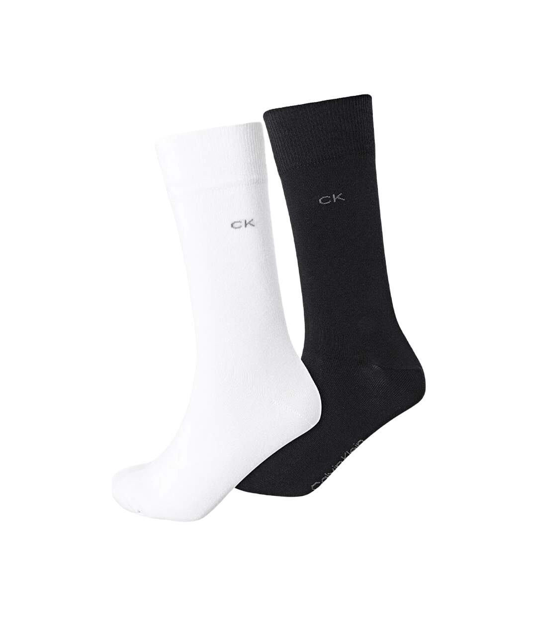 Chaussettes Motif/style Logo Brodé Homme Blanc Noir Calvin Klein-1