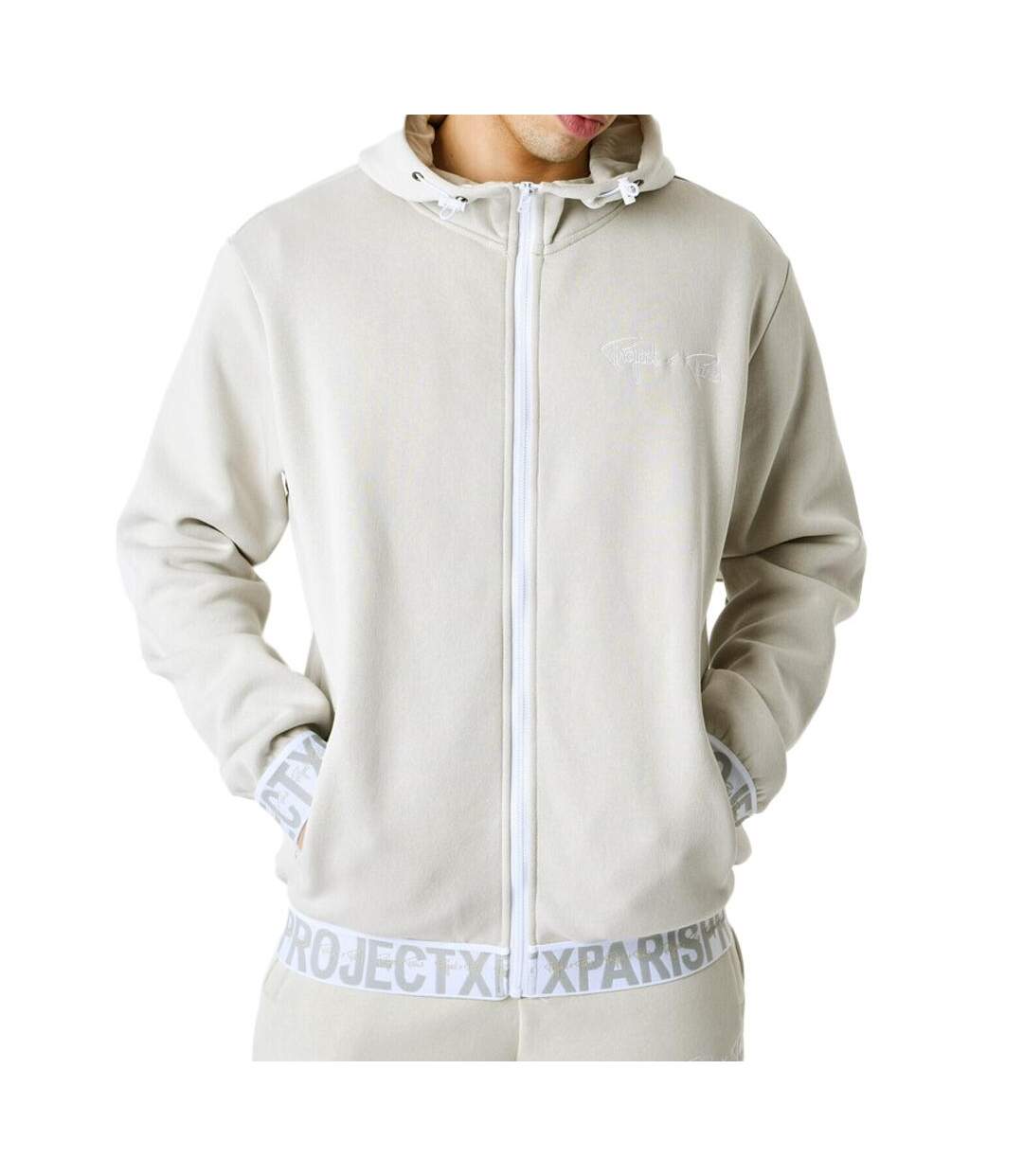 Sweat à Capuche Zippé Beige Homme Project X Paris Logote - M