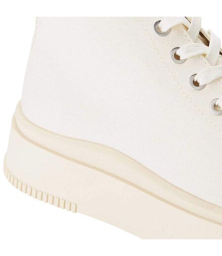Womens/ladies Canvas Flatform High Top Trainers Cream Vagabond Shoemakers