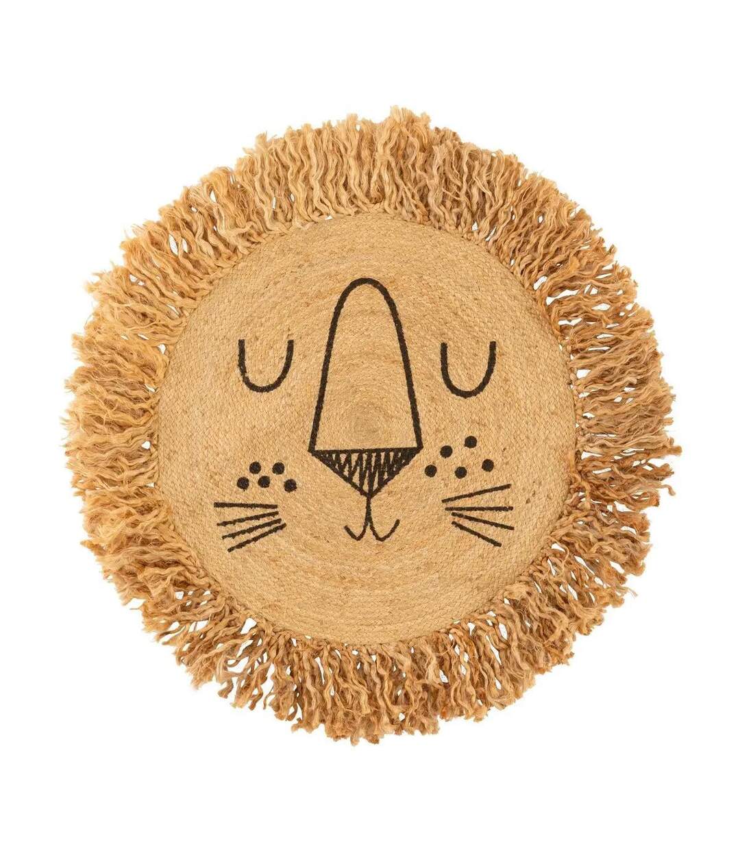 Tapis Enfant Déco en Jute Lion 90cm Marron-1