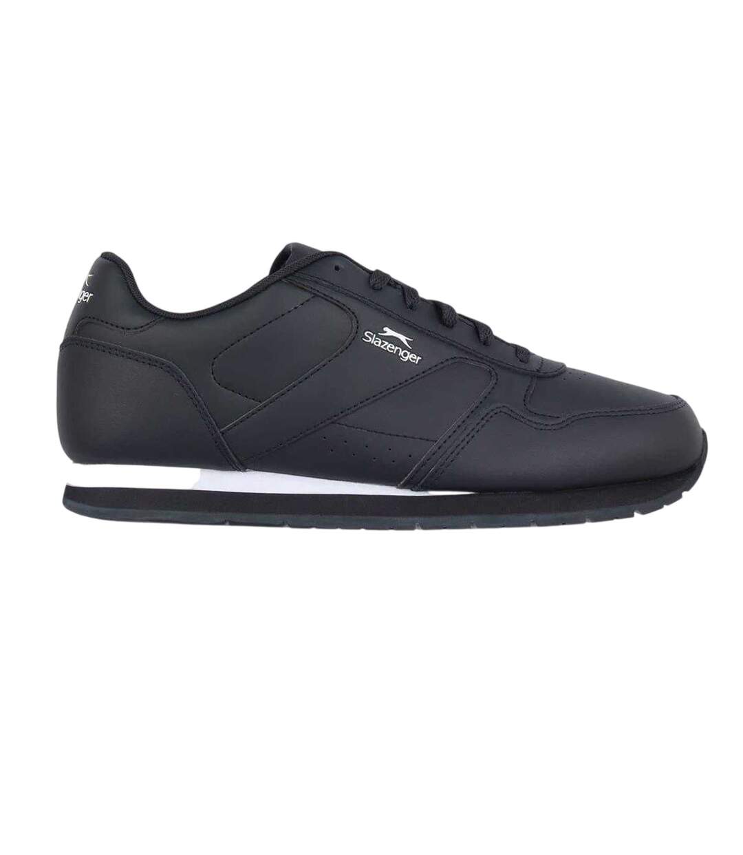 Mens Classic Coated Leather Trainers Navy White Slazenger-1