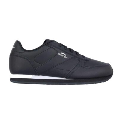 Mens Classic Coated Leather Trainers Navy White Slazenger