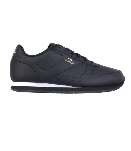 Mens Classic Coated Leather Trainers Navy White Slazenger