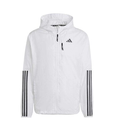 Mens Own The Run 3 Stripes Jacket White Adidas