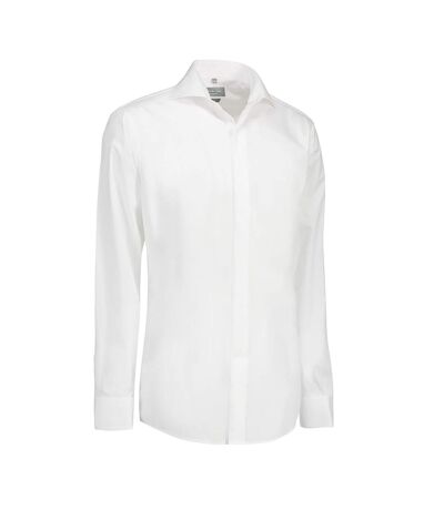 ID Womens/Ladies Poplin Shirt Tuxedo Long Sleeve Slim Fit (Blanc) - UTID488