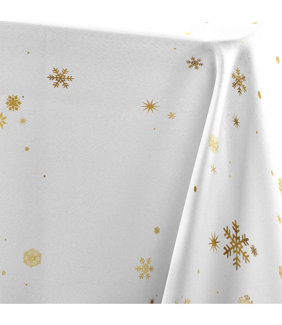 Nappe Imprimé Métallisé Constellation 150x240cm Blanc & Or-2