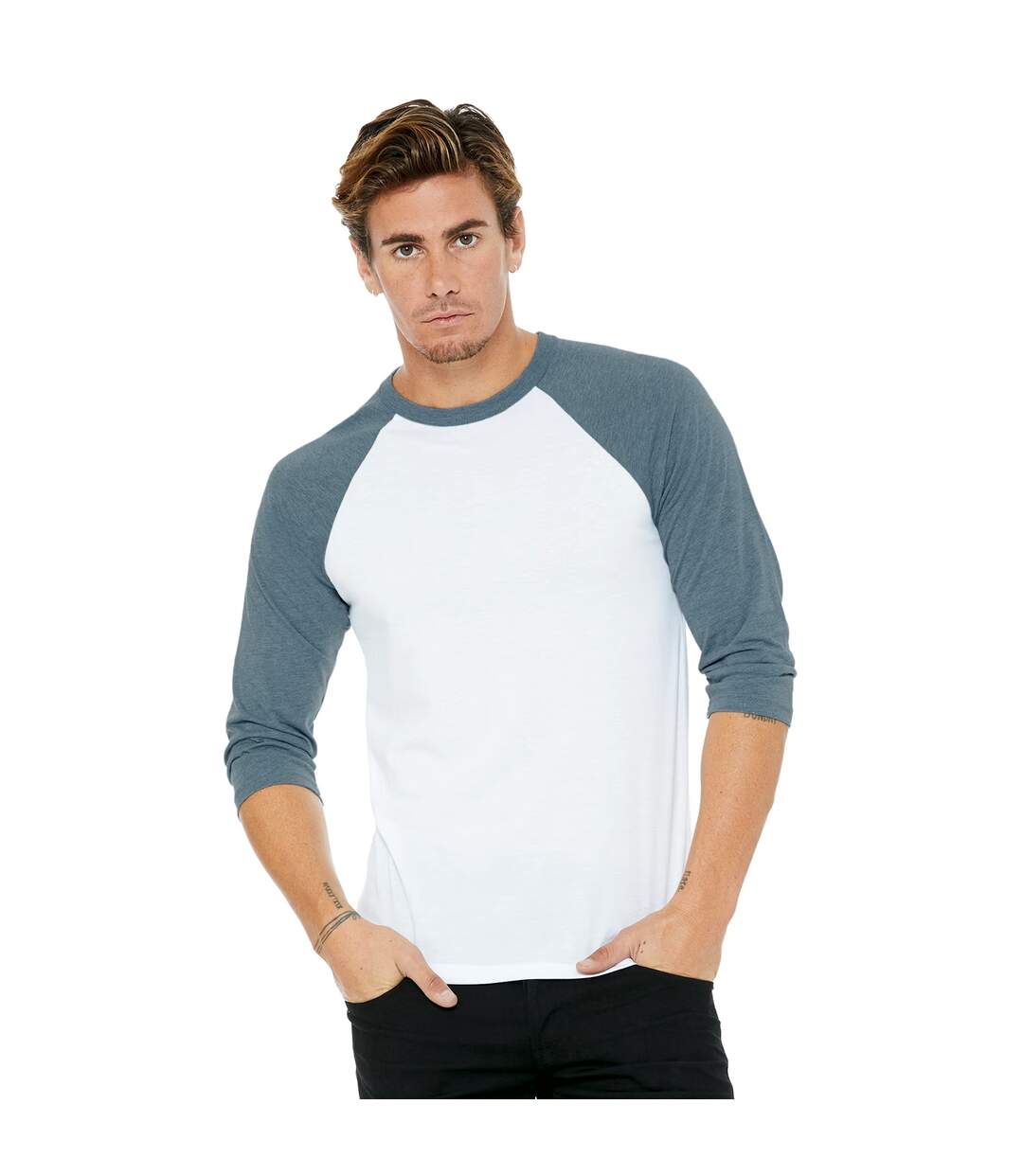 T-shirt adulte blanc / denim Bella + Canvas