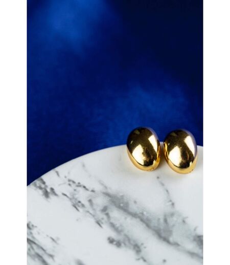 Silver Gold Solid Oval Half Ball Irregular Everyday Geometric Studs Earrings