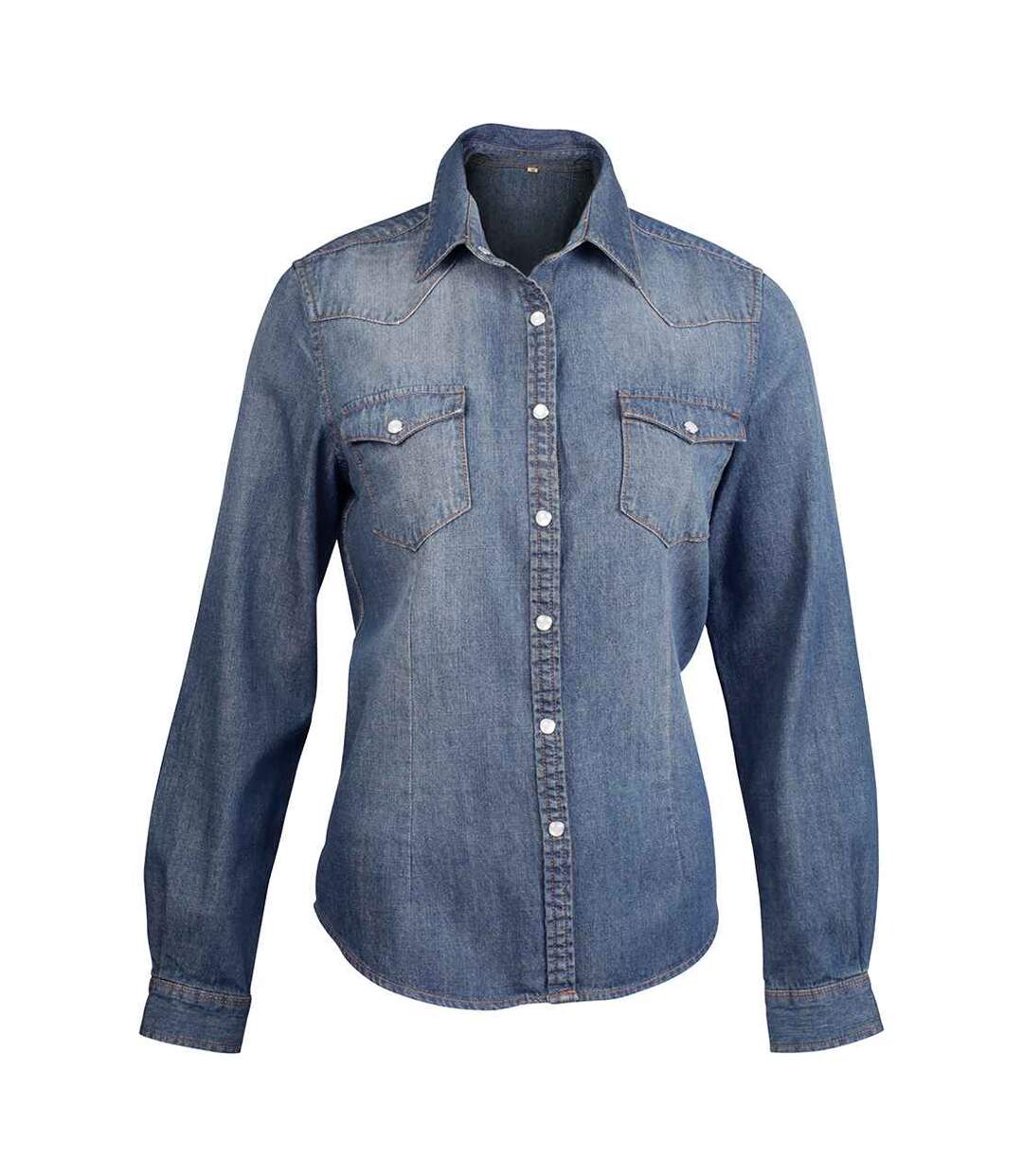 Womens/ladies Long-sleeved Shirt Blue Jean Kariban-1