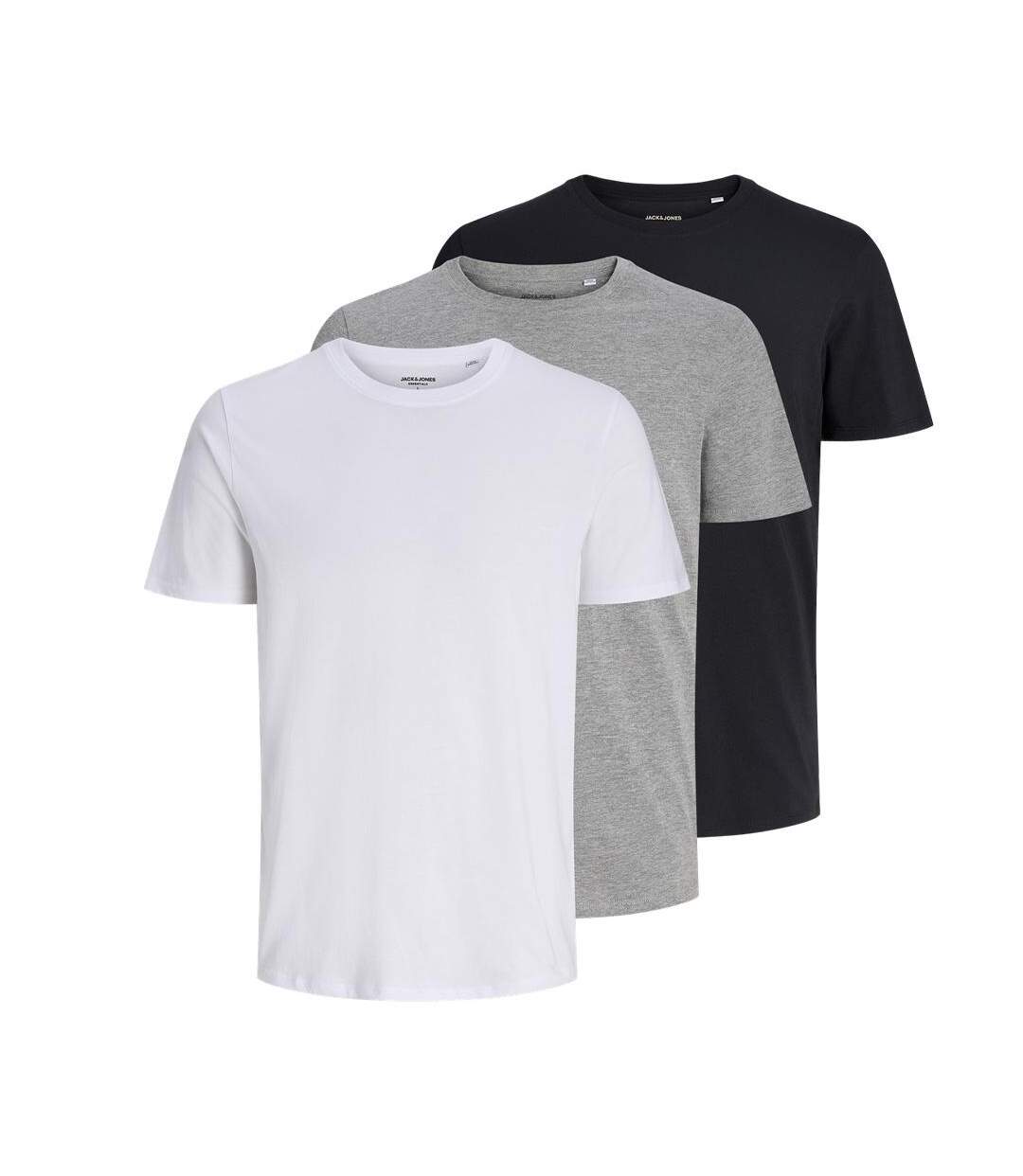 x3 t-shirts blanc/gris/noir homme jack & jones underwear-1