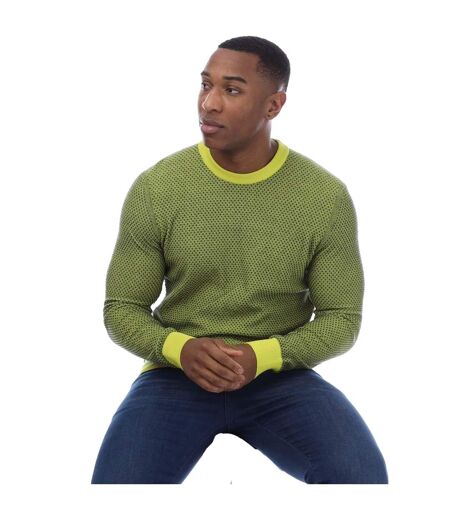 Mens Kapoko Knitted Cotton Sweatshirt Green Boss