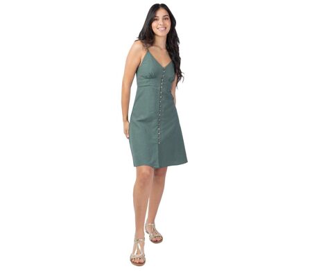 Robe courte fines bretelles MAXINE unie kaki Coton Du Monde