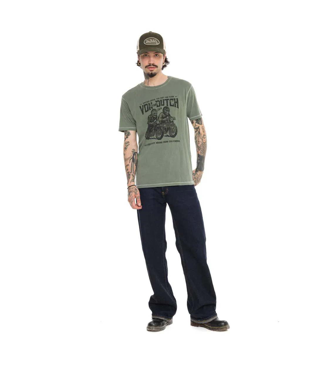 T-shirt homme regular col rond maille piquée et print devant Flesh Vondutch-3