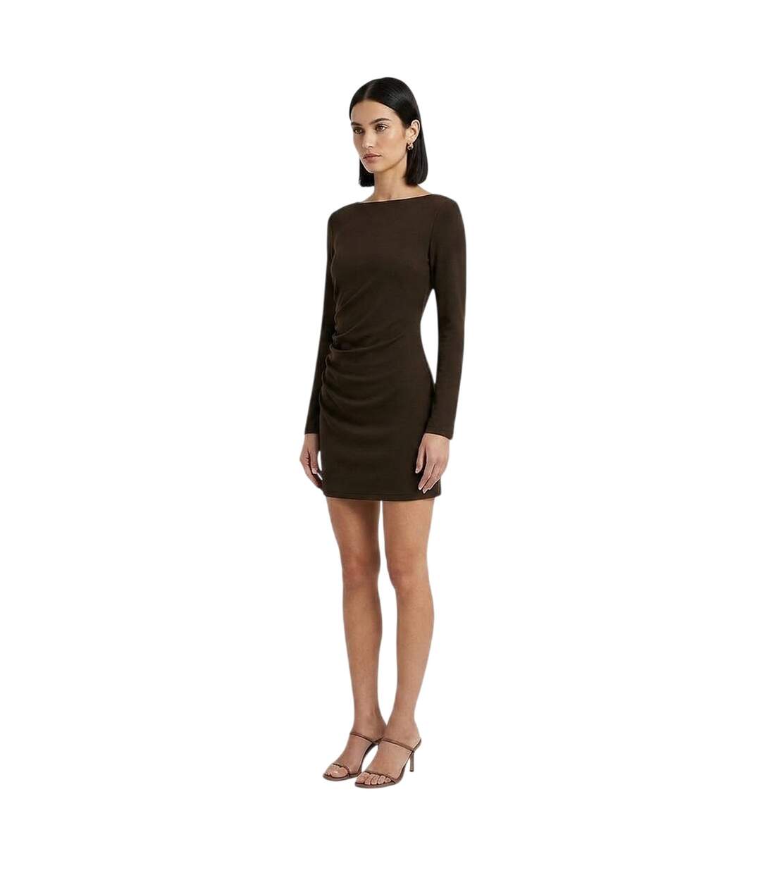Robe Courte Manches Longues Femme Marron I Saw It First-1
