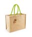 Westford Mill Classic Jute Shopper Bag (Natural/Lime Green) (One Size)