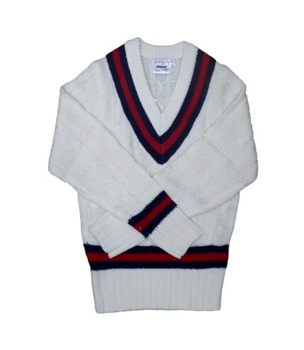 Pull homme blanc cassé/marine/rouge Carta Sport