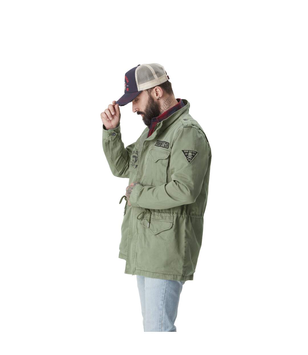 Veste homme militaires avec badges en coton M65 Vondutch-4