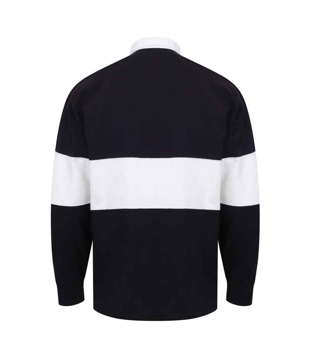 Unisex Adult Panelled Rugby Shirt Navy White Front Row-2