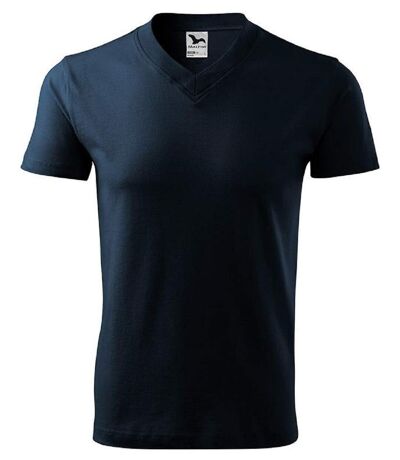 T-shirt manches courtes col V - Unisexe - MF102 - bleu marine