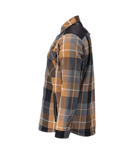 Mens Customised Checked Pile Shirt Nut Brown Mascot