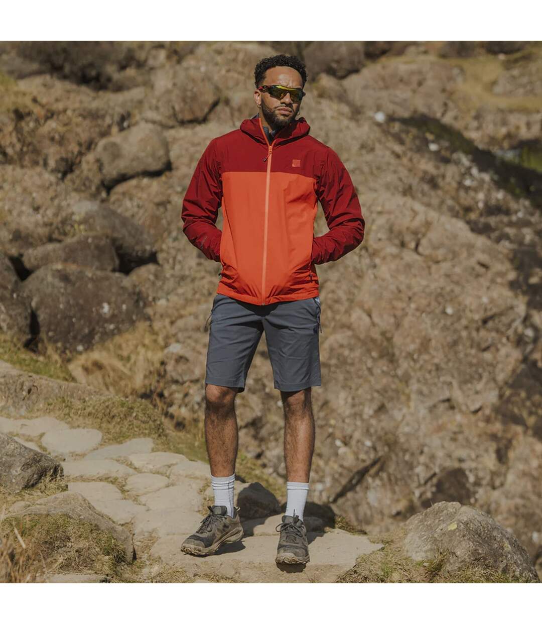Mens Waterproof Outdoor Jacket with Hood Windproof Rain Shell Coat-5