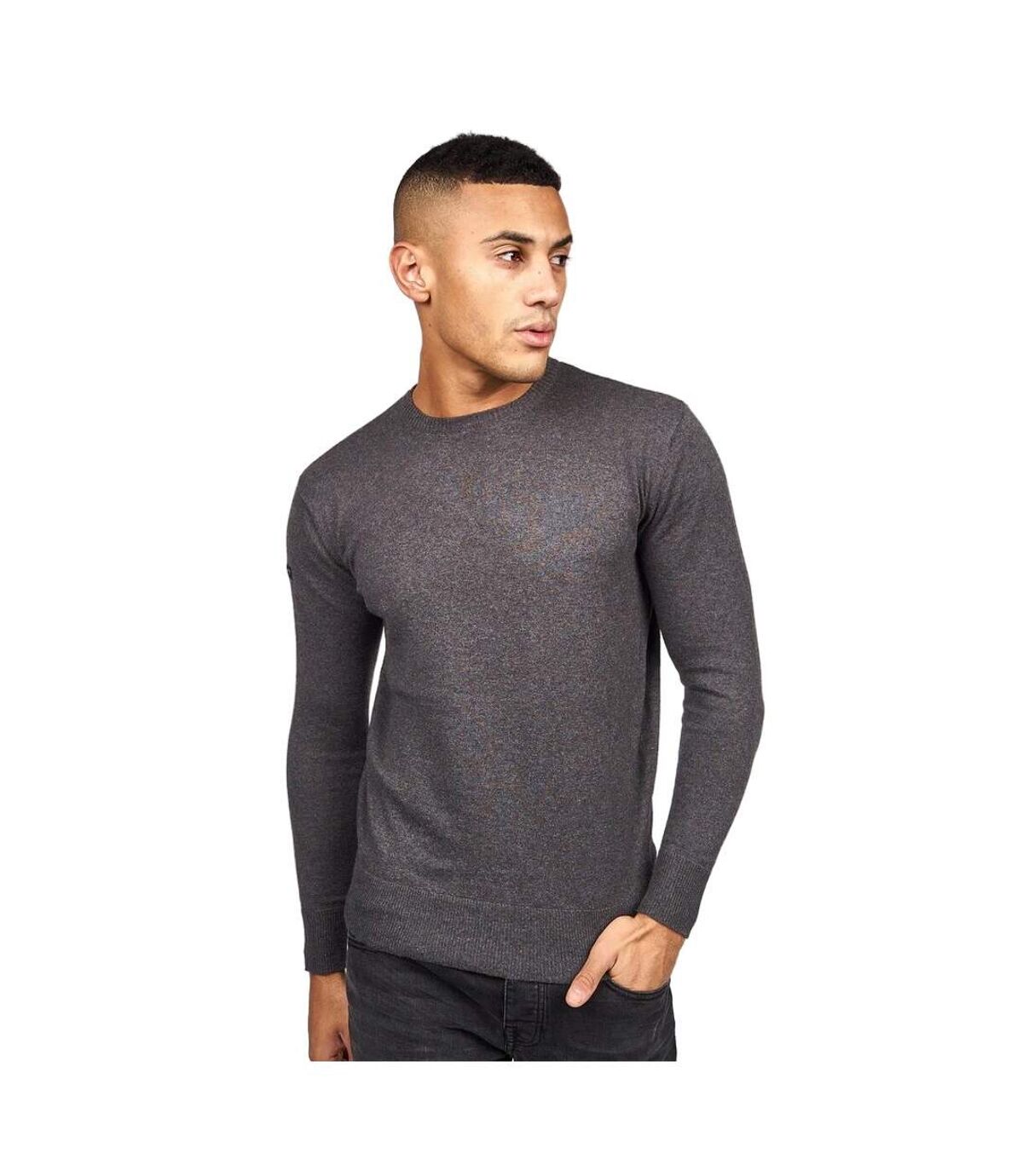 Crosshatch Mens Lempton Knitted Marl Sweater (Charcoal)