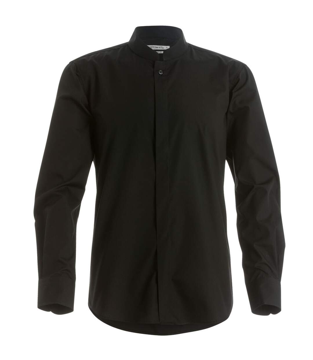 Chemise ajustée à manches longues et col mandarin homme noir Kustom Kit-1