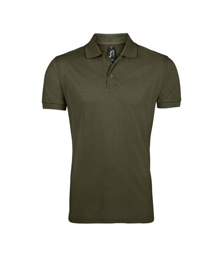 Mens prime pique plain short sleeve polo shirt army SOLS