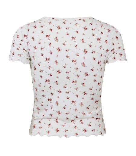 Womens/ladies Floral Slim T-shirt Floral Wine Jack Wills