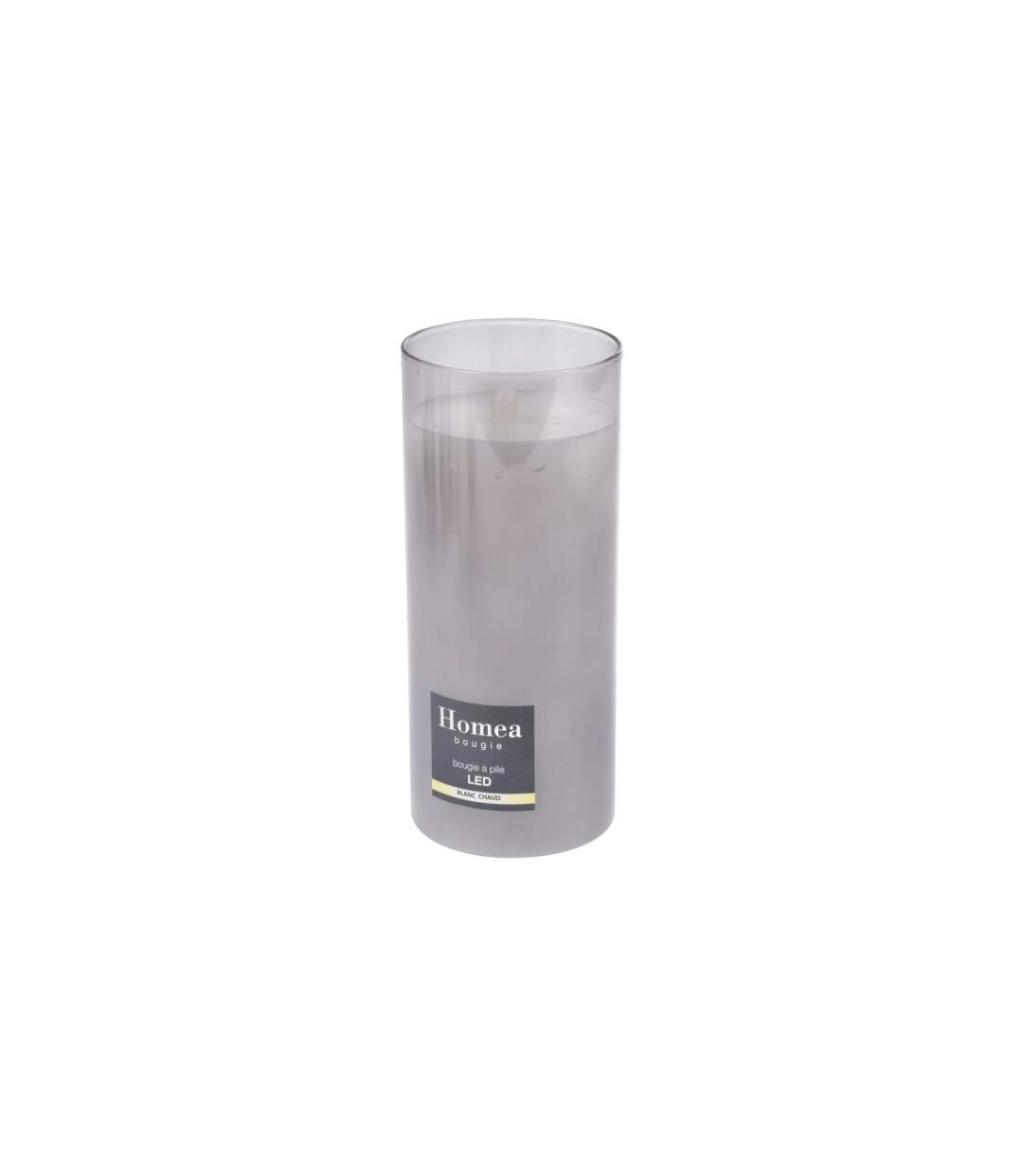 Bougie Ronde LED Verrine 17cm Gris Clair-2