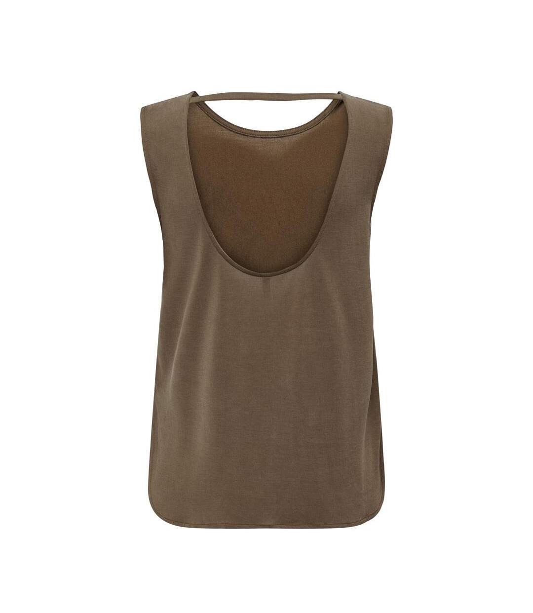 Débardeur marron femme only free life - l-3