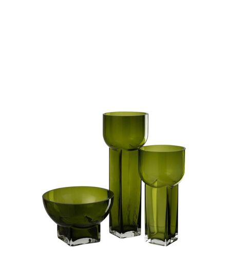 Vase Déco en Verre Carol 13cm Vert Olive