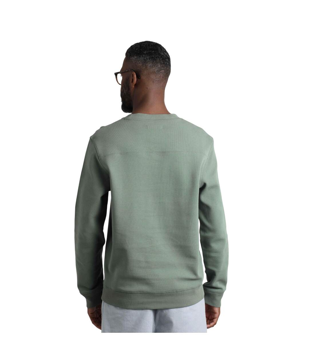 Mens carlise premium loopback crew neck sweatshirt army green Weird Fish-4