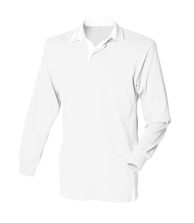 Polo de rugby à manches longues 100% coton homme blanc/blanc Front Row