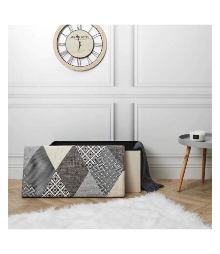 Banc coffre pliable Patchwork gris