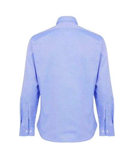 Mens Oxford Tailored Long-sleeved Button-down Shirt Blue Haines And Bonner