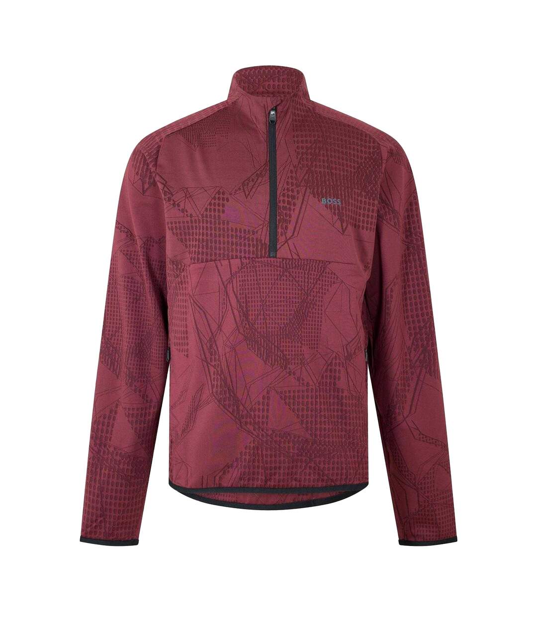 Mens Desert Half Zip Long-sleeved Active T-shirt Red Boss-1