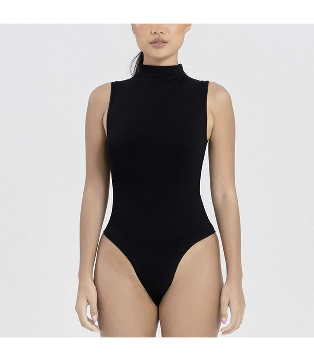 Ladies Essentials Sleeveless Turtleneck Bodysuit Sculpting Recycled Stretch Fit-4