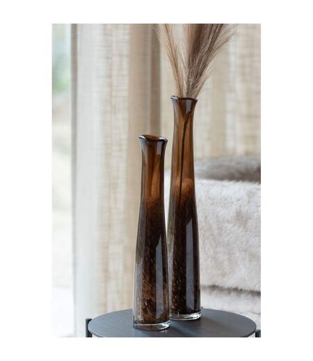 Vase Cylindrique en Verre Lester 60cm Marron Foncé